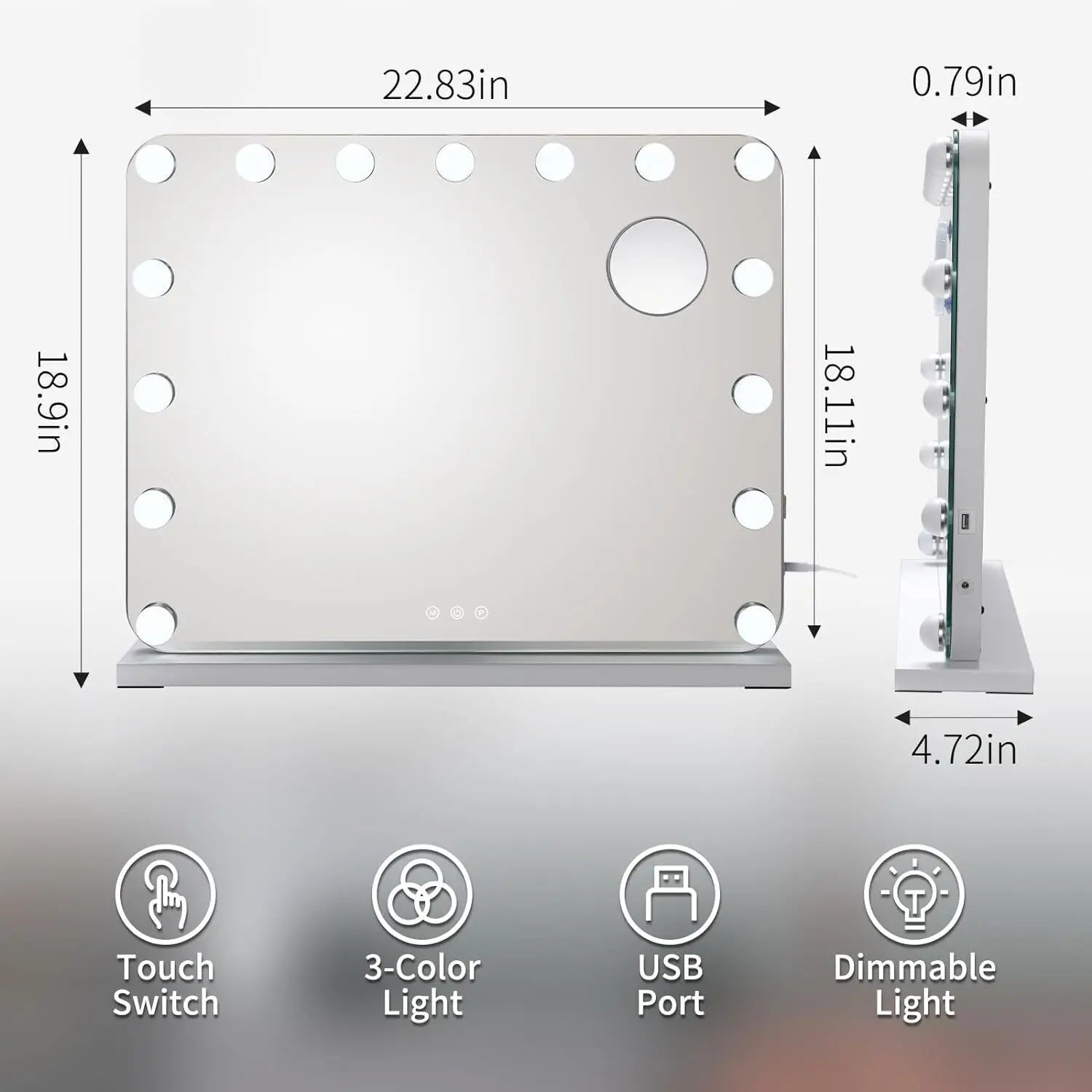 Dimmable Hollywood Vanity Mirror with LED Lights