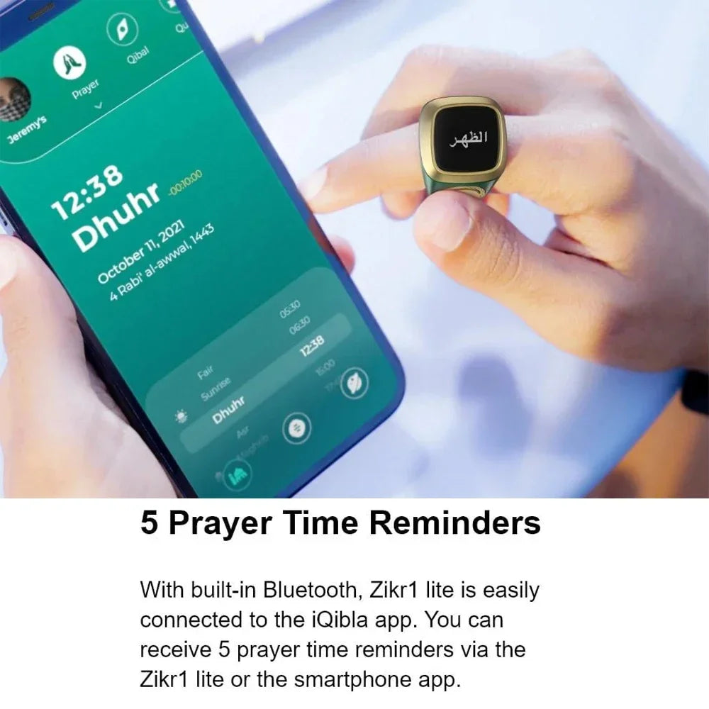 Smart Tasbih Tally Ring OLED Display Digital disk för muslimer Zikr Tasbeeh 5 Bönetidspåminnelse Vattentät ring