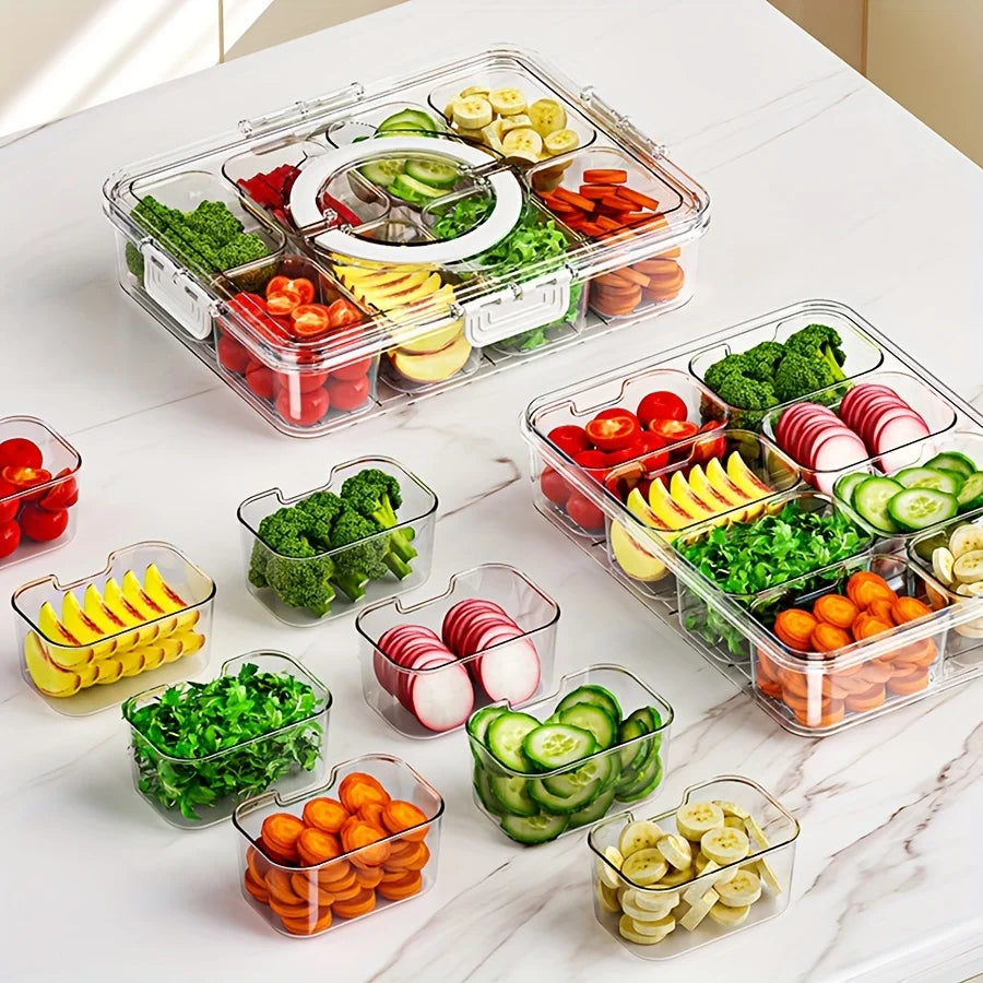 Snackschale mit 8 Fächern und Deckel – Aufbewahrung für Lebensmittel