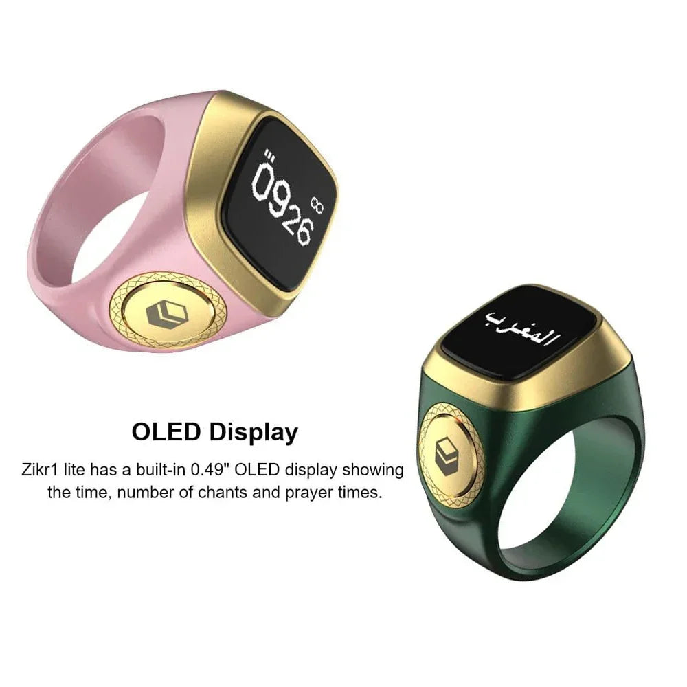 Smart Tasbih Tally Ring OLED Display Digital disk för muslimer Zikr Tasbeeh 5 Bönetidspåminnelse Vattentät ring