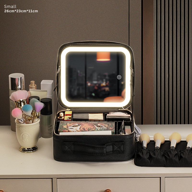 Sminkväska med spegel & LED – Rymlig makeupväska för resa (Small/Large)