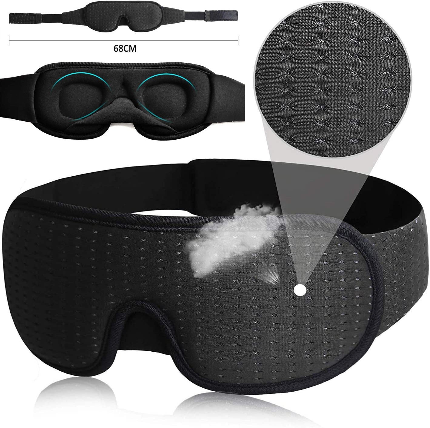 Ventilerad 3D Sovmask – Erweiterte Ögonmask mit Ögonkammare
