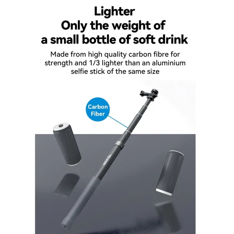 TELESIN 3M Kolfiber Selfie Stick Einbeinstativ mit 1/4"-Gänge