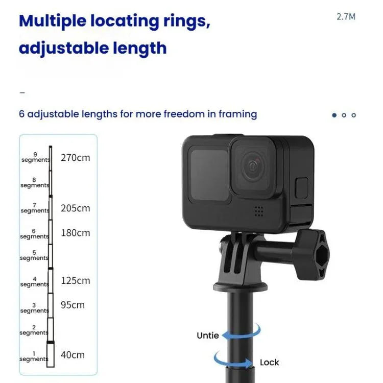 TELESIN Gen 2 2.7 m Kolfiber Selfie Stick