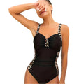 Women's Fashion One-Piece Swimsuit Leopard Print Contrast Color