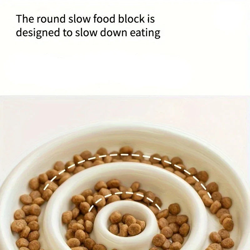 Ceramic Anti-Gulping Slow Feeding Pet Cat Dog Bowl