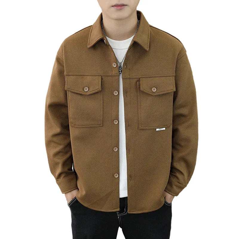 Twill Knitted Men's Lapel Jacket Coat