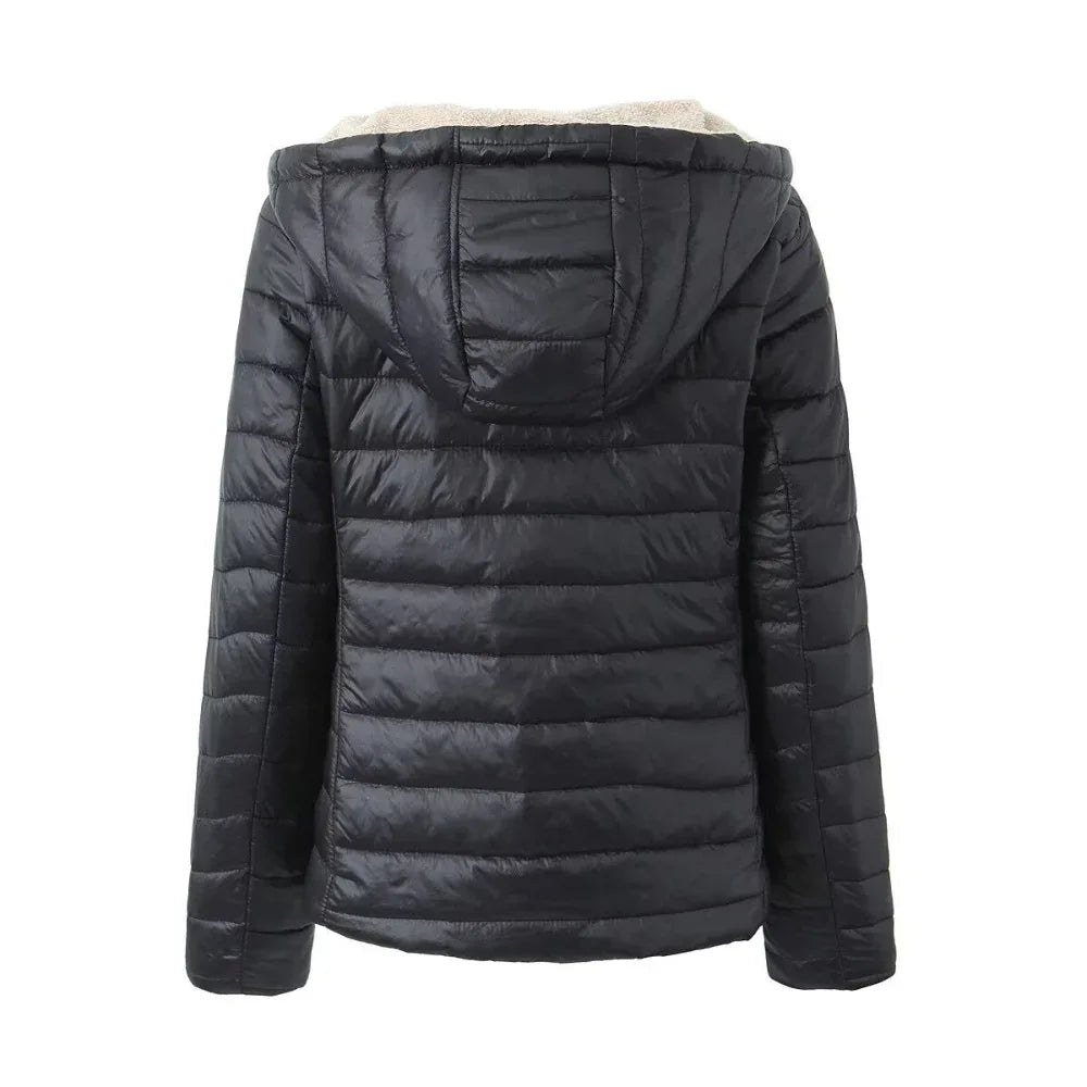 Women's Short Velvet Loose Hooded Cotton Warm Winter Jacket