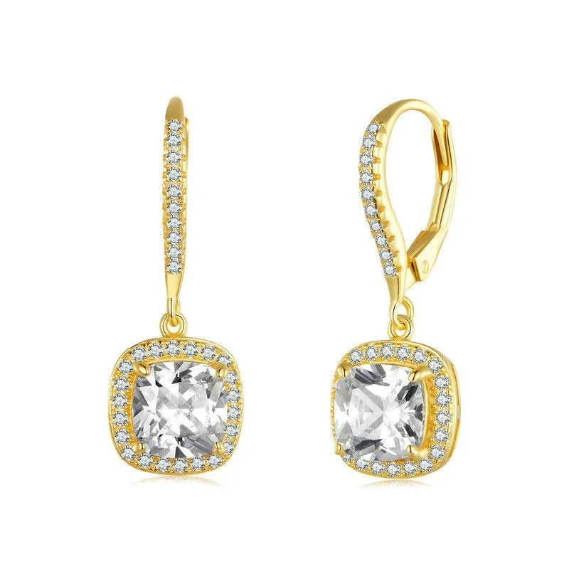 Women's Personalized White Gold Plated Bright Sterling Silver Stud Earrings
