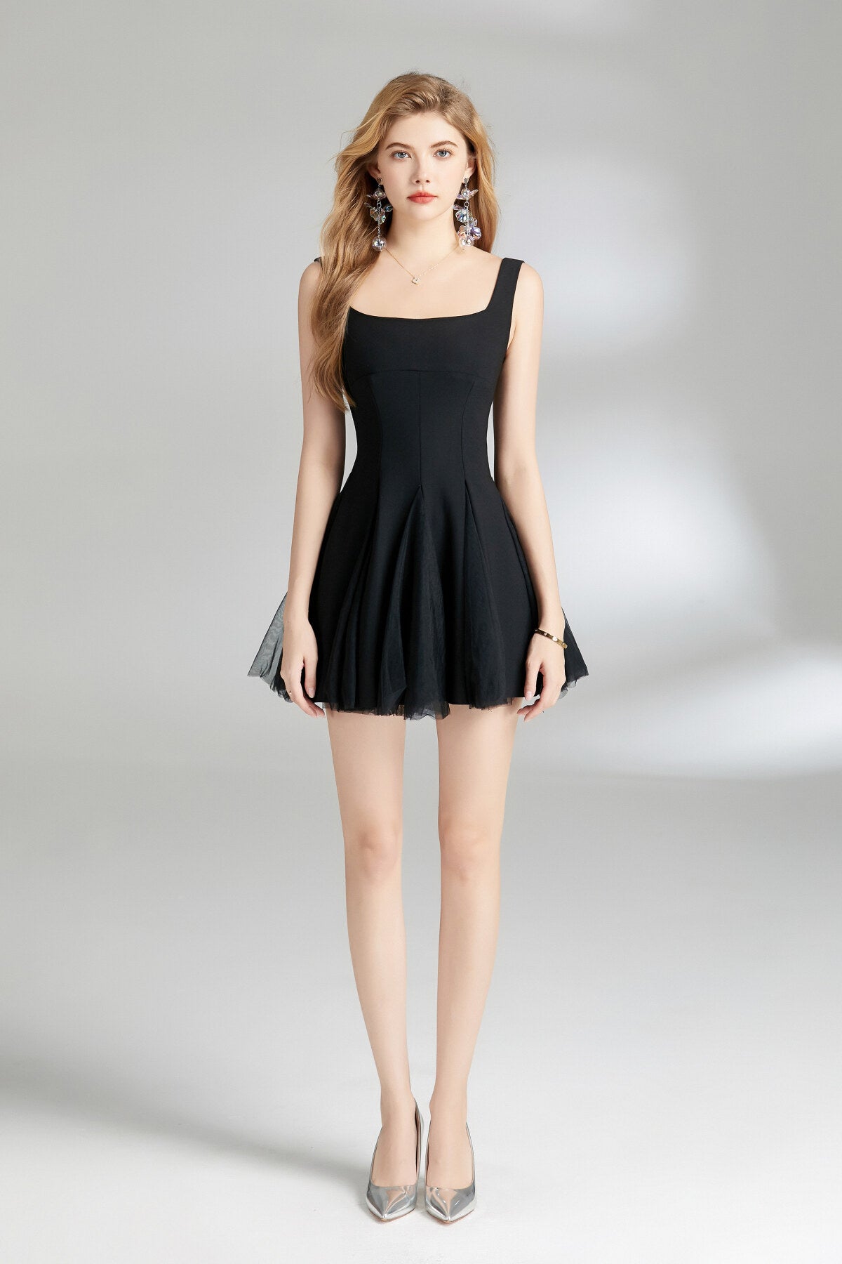 Adelina Fairy Thick Strap Pleated Maxi Dress