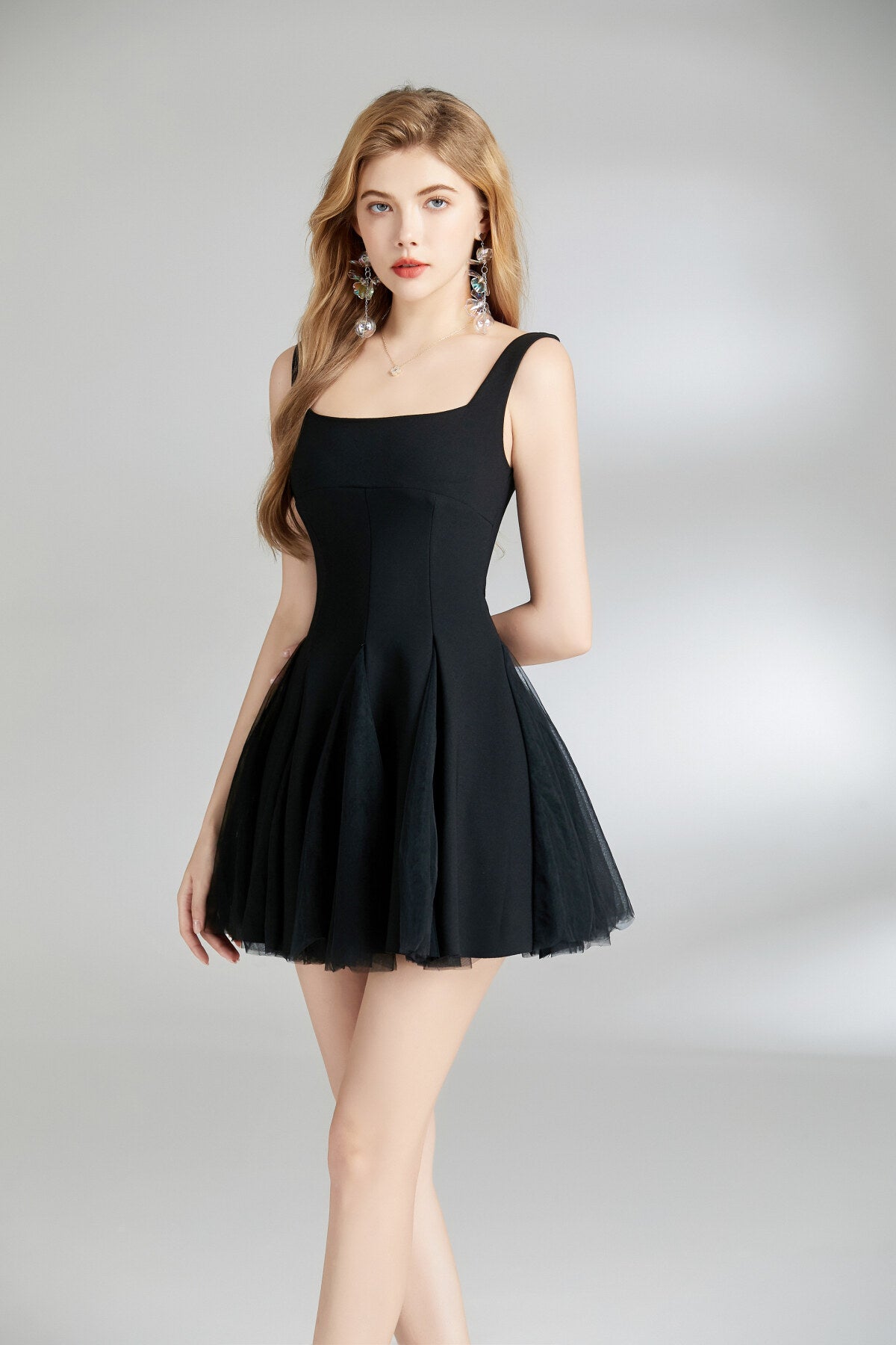 Adelina Fairy Thick Strap Pleated Maxi Dress