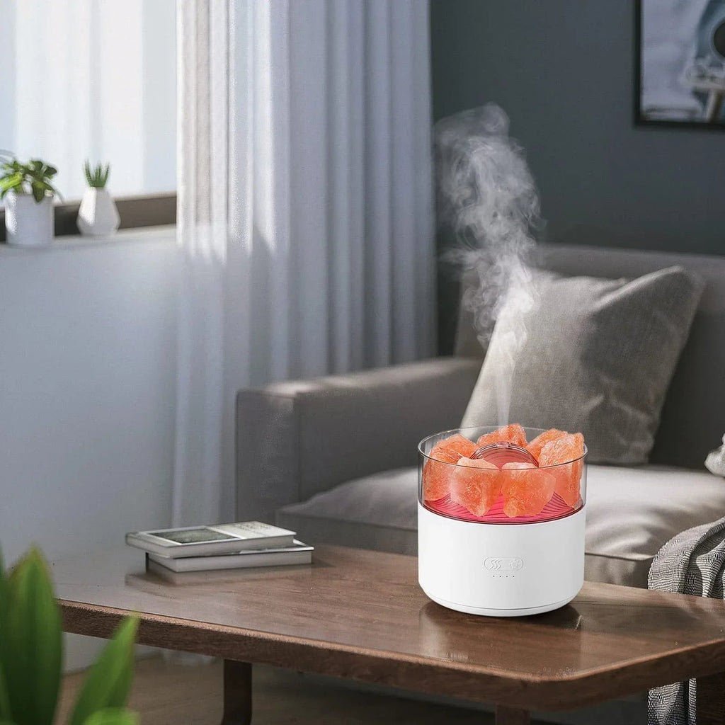 Air Humidifier Crystal Salt Lamp Aroma Diffuser Incense Machine Fogger Essential Oil Lamp Difusor Ambient Light