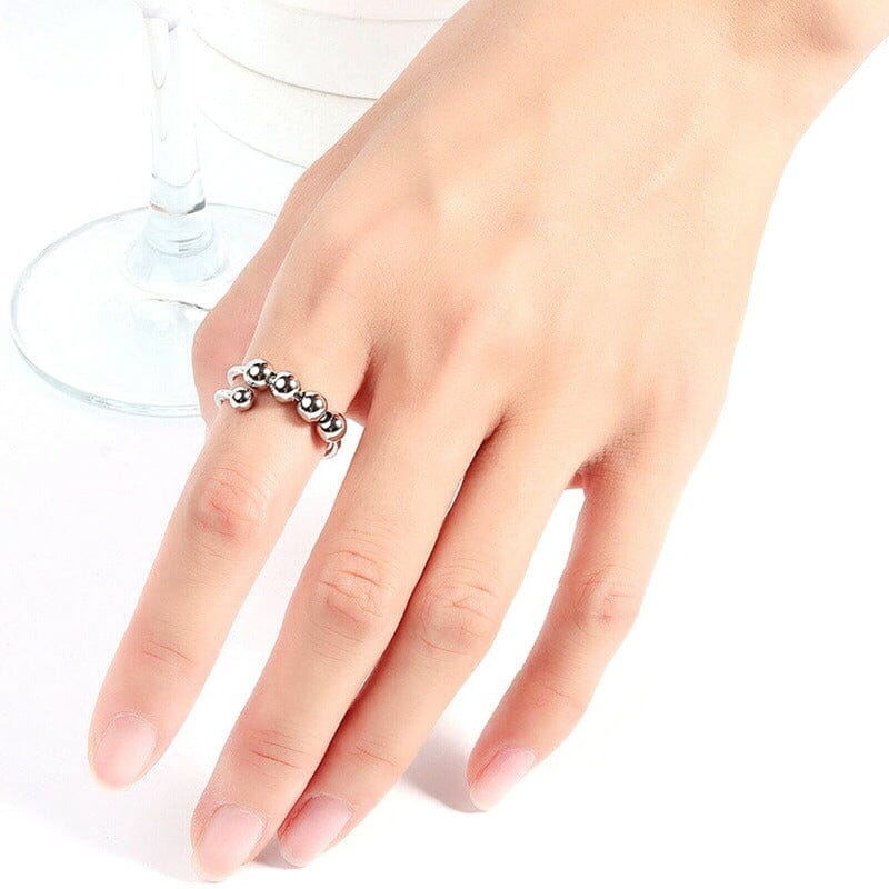 Antistressring – Elegant Fidgetring med Roterande Pärlor