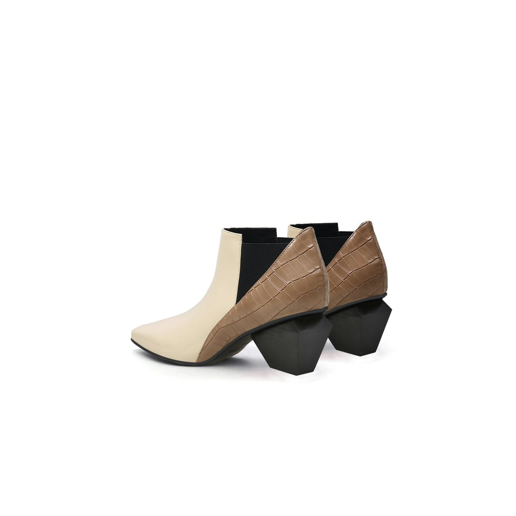 Artistic Patchwork Geometric Ankle Boots-3