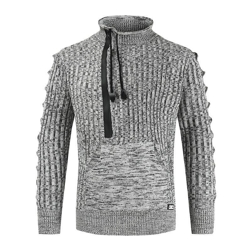 Autumn And Winter Loose Stand Collar Pullover Knitted Sweater For Men