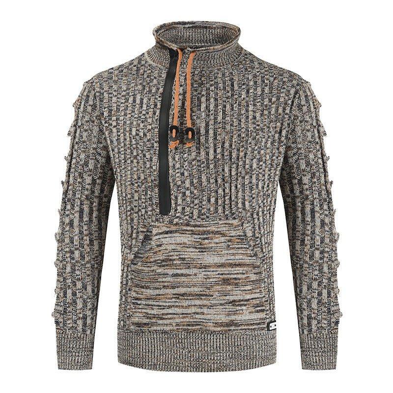 Autumn And Winter Loose Stand Collar Pullover Knitted Sweater For Men