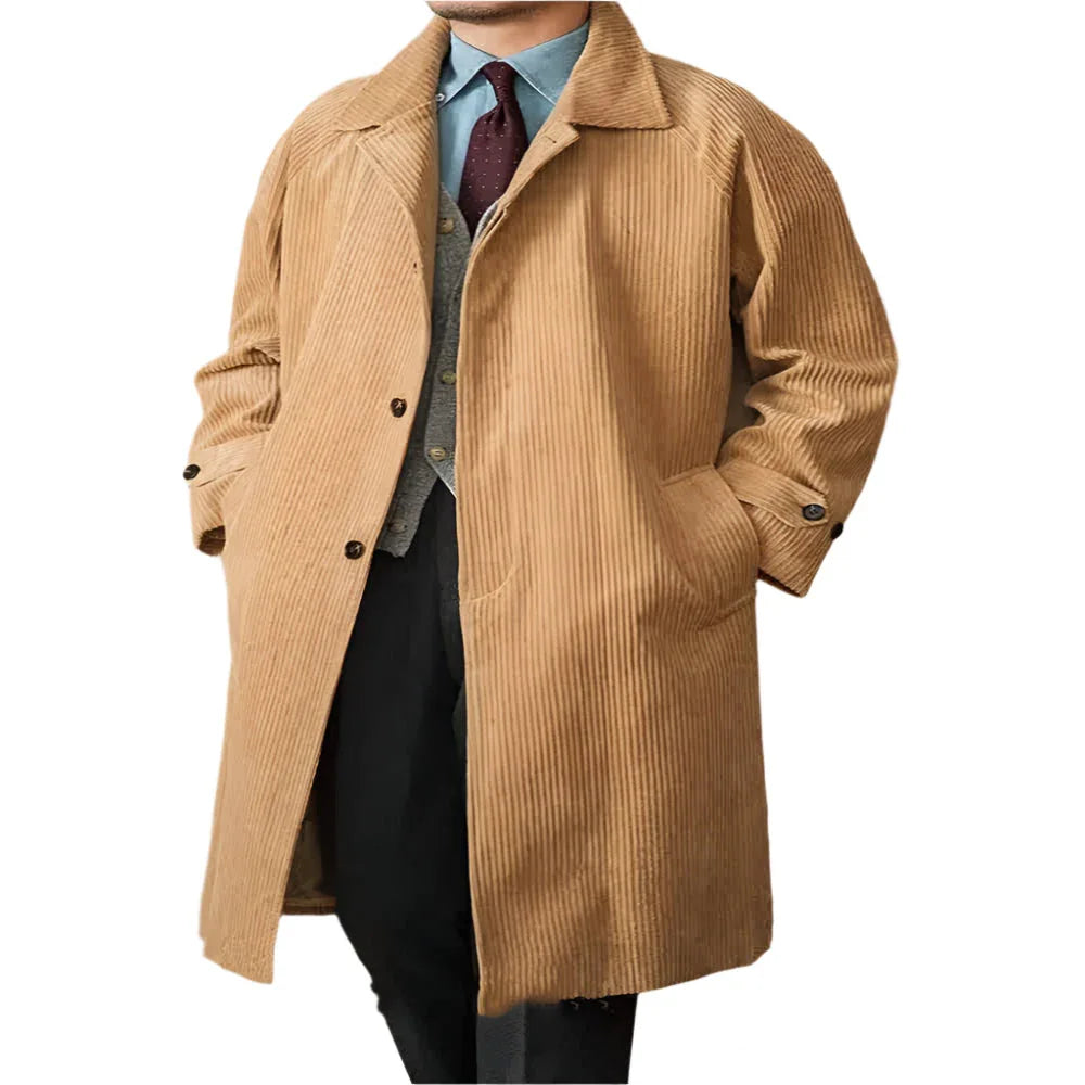 Autumn Long-Cut Loose Fit Raglan Sleeve Retro Coat For Men
