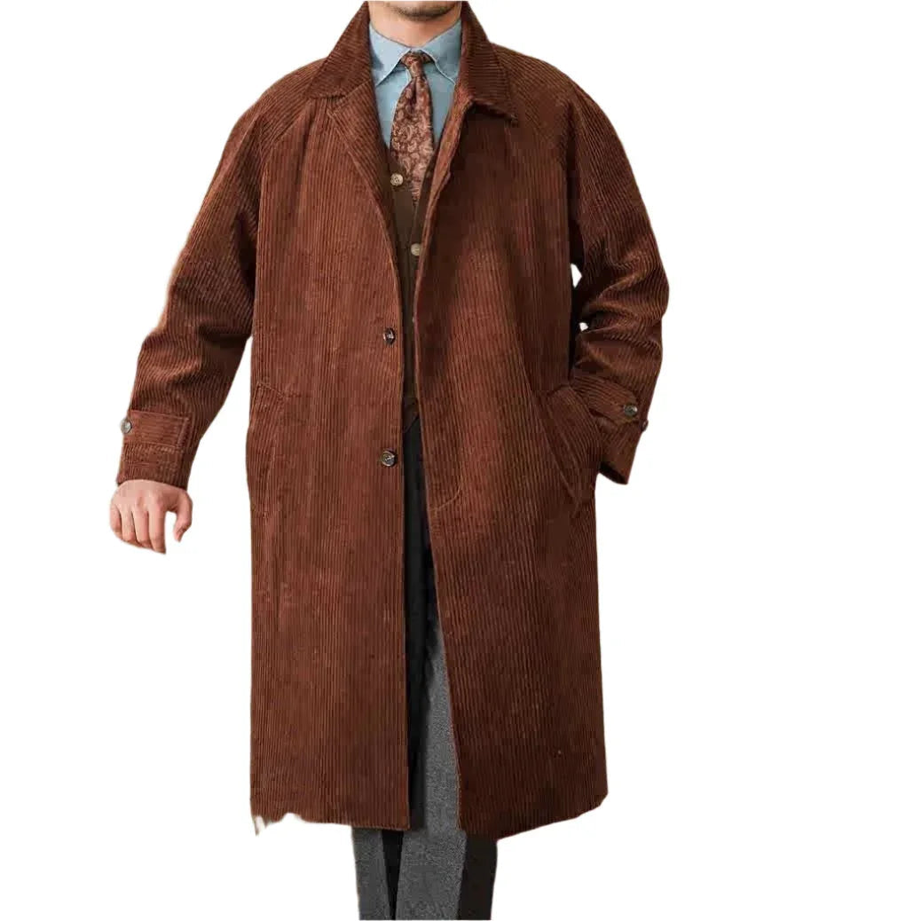 Autumn Long-Cut Loose Fit Raglan Sleeve Retro Coat For Men