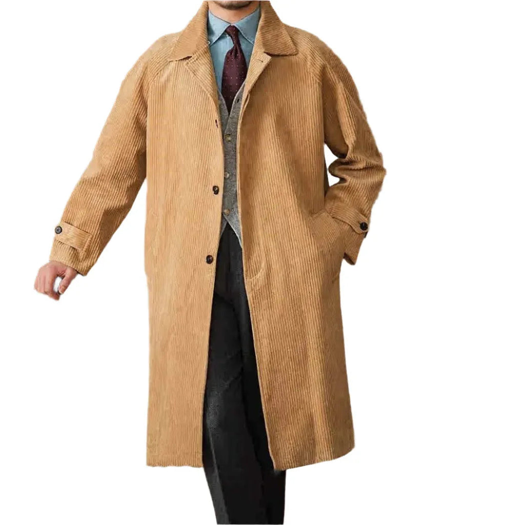Autumn Long-Cut Loose Fit Raglan Sleeve Retro Coat For Men