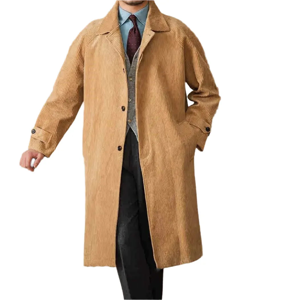Autumn Long-Cut Loose Fit Raglan Sleeve Retro Coat For Men
