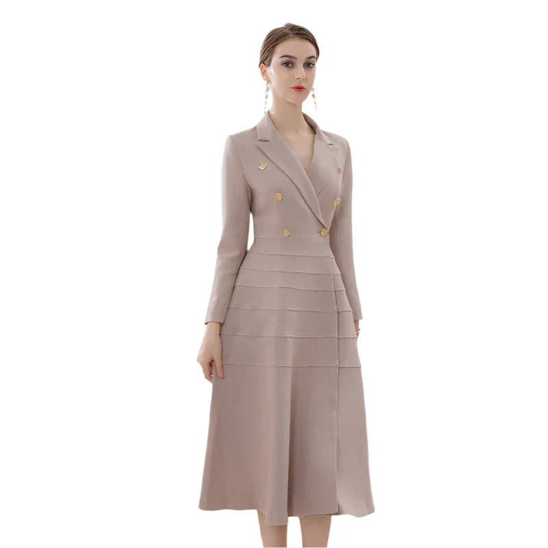 Women's Split Waist Rhinestone Buttons Coat