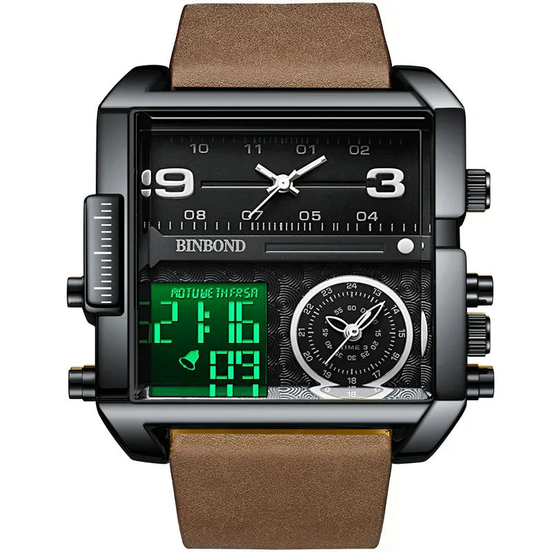 Men's Fashion Large Dial Multi-Functional Sports Quartz Watch