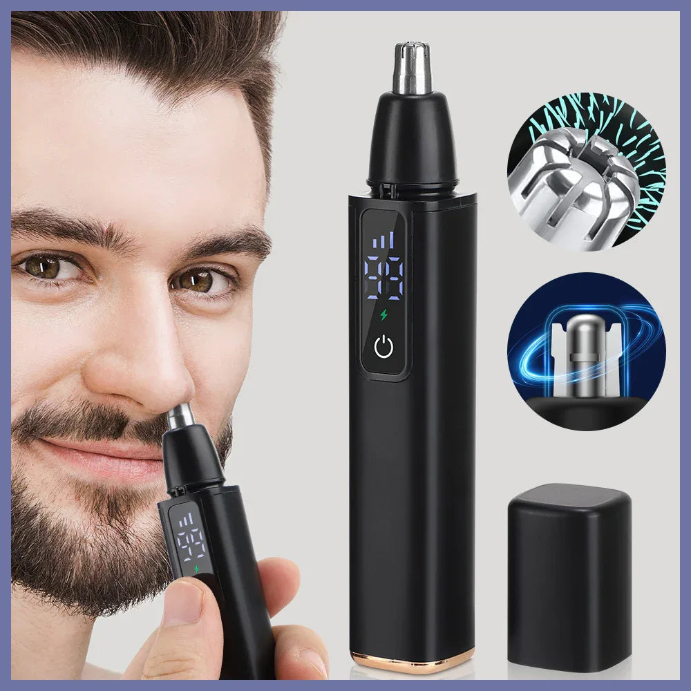 Men's Digital Display Three-Gear Adjustment Electric Nose Hair Trimmer