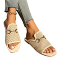 Hollow Square Toe Sandals Summer Fashion Solid Flats Slides Women Beach Shoes