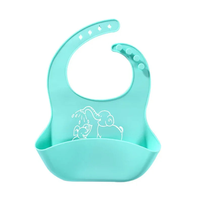 Baby Food Silicone Elephant Print Bibs