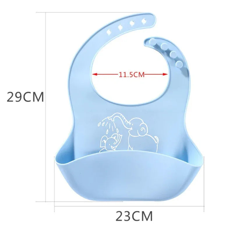 Baby Food Silicone Elephant Print Bibs