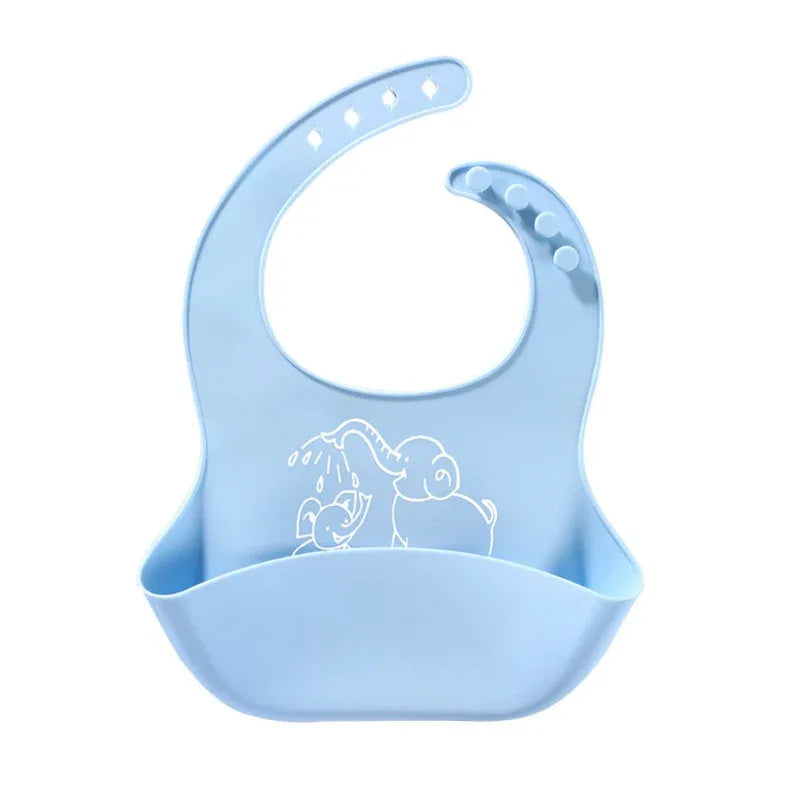Baby Food Silicone Elephant Print Bibs