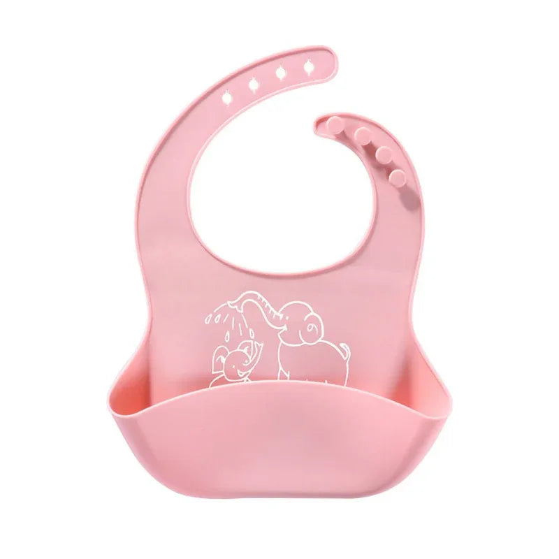 Baby Food Silicone Elephant Print Bibs