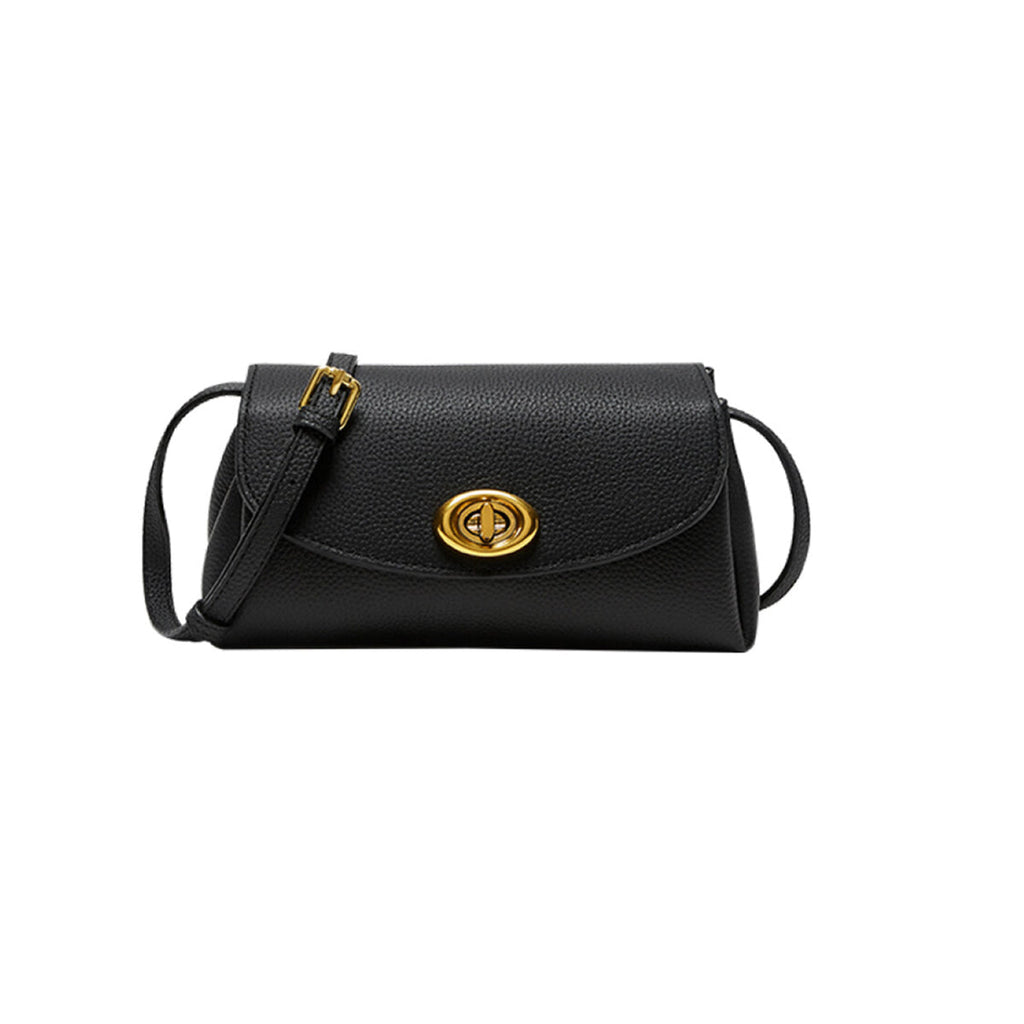 Baguette Twist Lock Leather Shoulder Bag-0