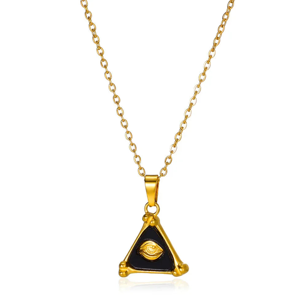Fashion Triangle 18K Gold Stainless Steel Unisex Necklace