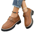 Fashionable Buckle Loafers For Women British Style Height-Increasing Thick-Soled Casual Shoes