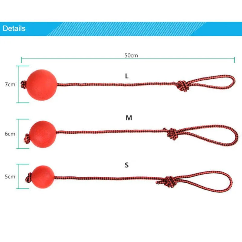 Bite Resistant Rubber Ball With Elastic Rope Dog Chew Toy