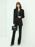 Black High-Waisted Flare Pants-0