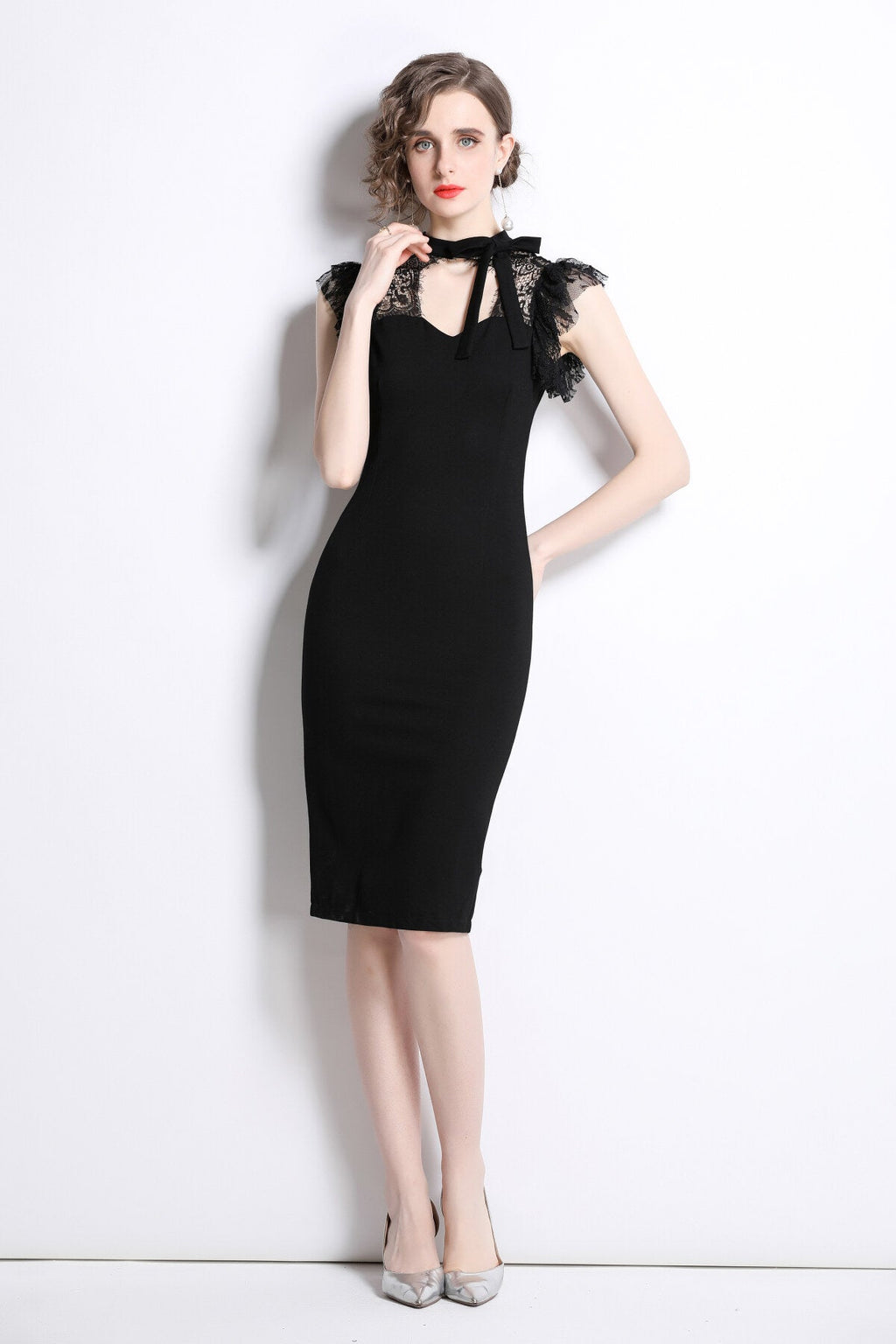 Black Lace Bodycon Sexy Roman Dress