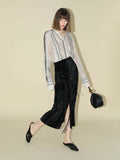 Bohemian White Lace Panel Striped Shirt-0