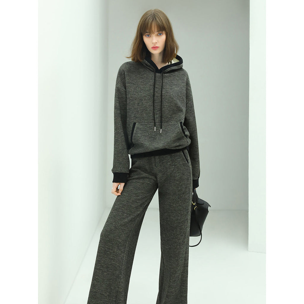 Casual Knitted Pants with Side Pockets in Charcoal-1