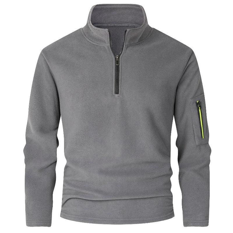 Casual Slim Fit Stand Collar Double-Sided Fleece Sweater For Men