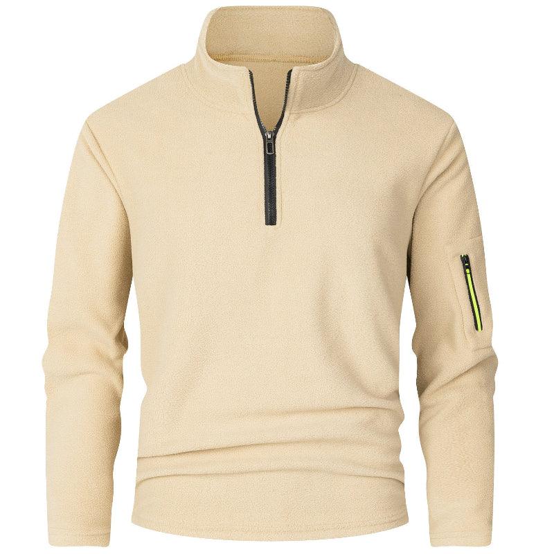 Casual Slim Fit Stand Collar Double-Sided Fleece Sweater For Men
