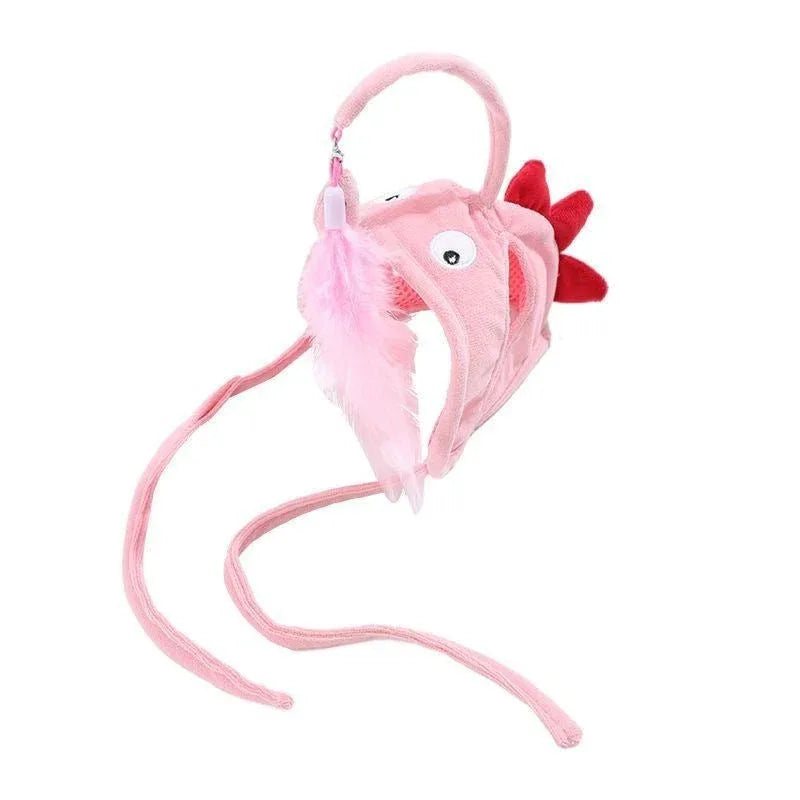 Cat Hat With Attached Feather Toy