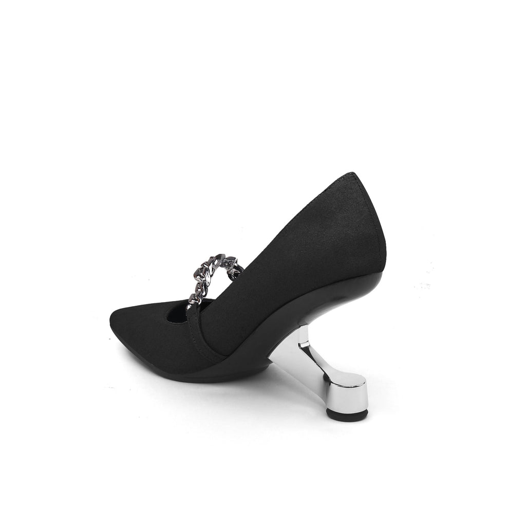 Chain Strap Suede Pumps-3