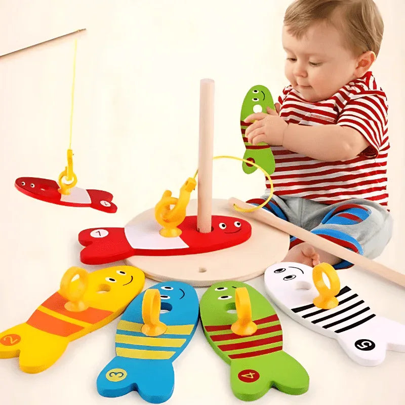 Children's Educational Creative Fishing Toys Wooden Baby Early 0-4 Years Old Childhood Teaching