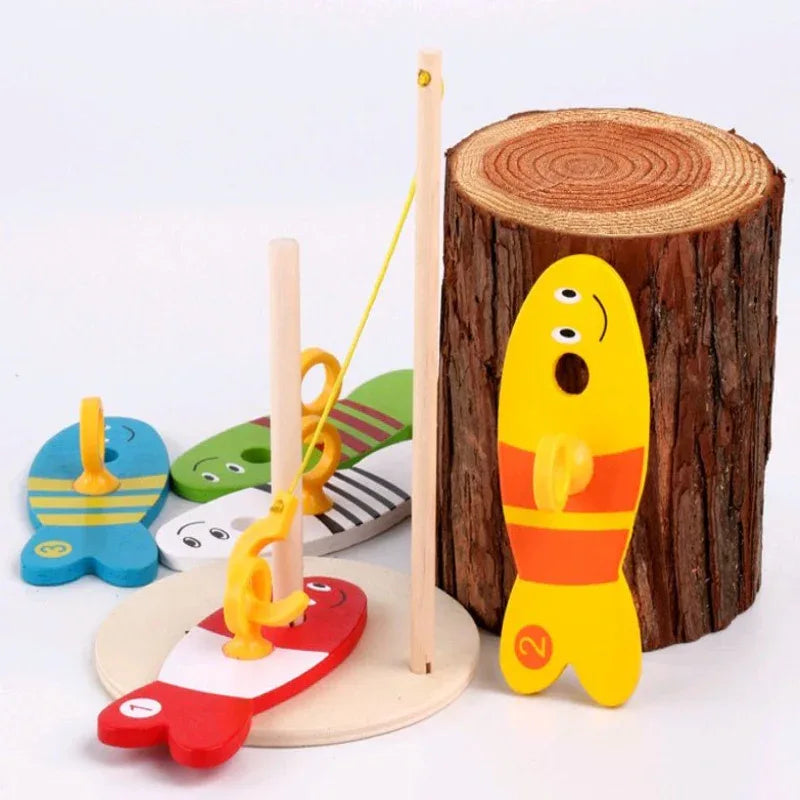 Children's Educational Creative Fishing Toys Wooden Baby Early 0-4 Years Old Childhood Teaching