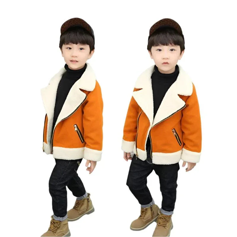 Children's Thickened Fleece Lamb Wool Coat