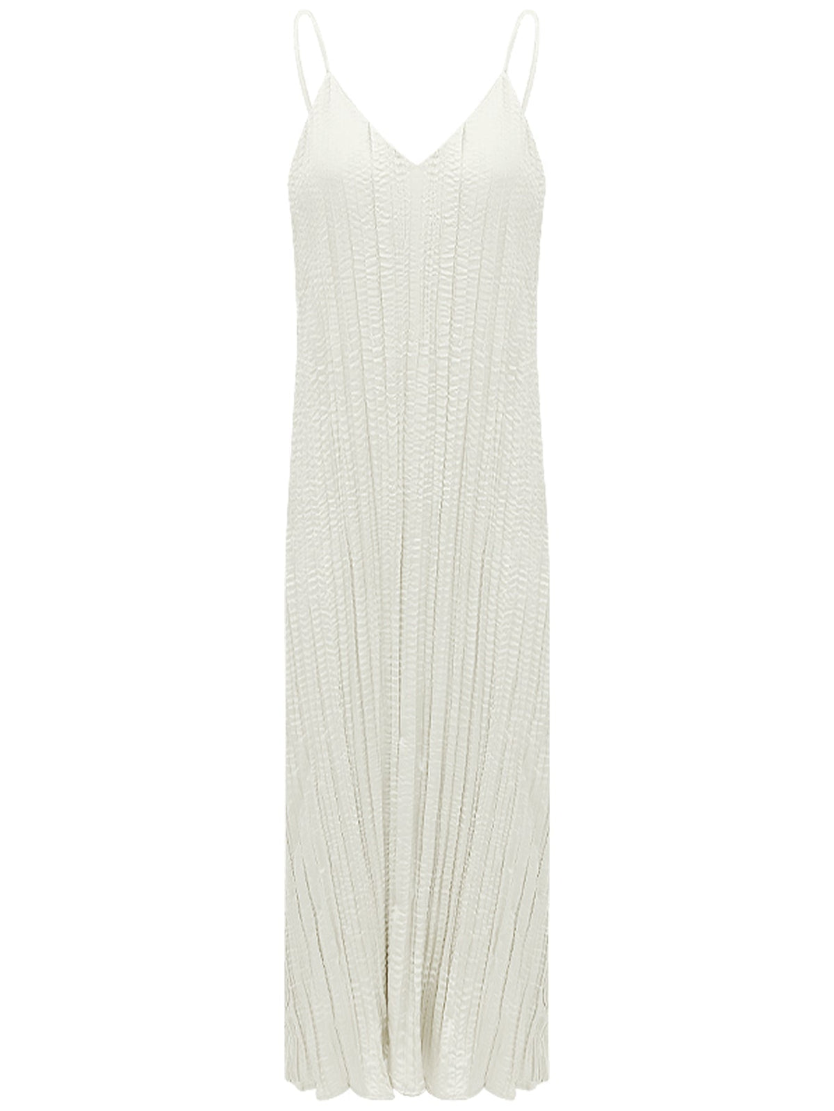 Chrevron Knitted Ivory French Slip Dress
