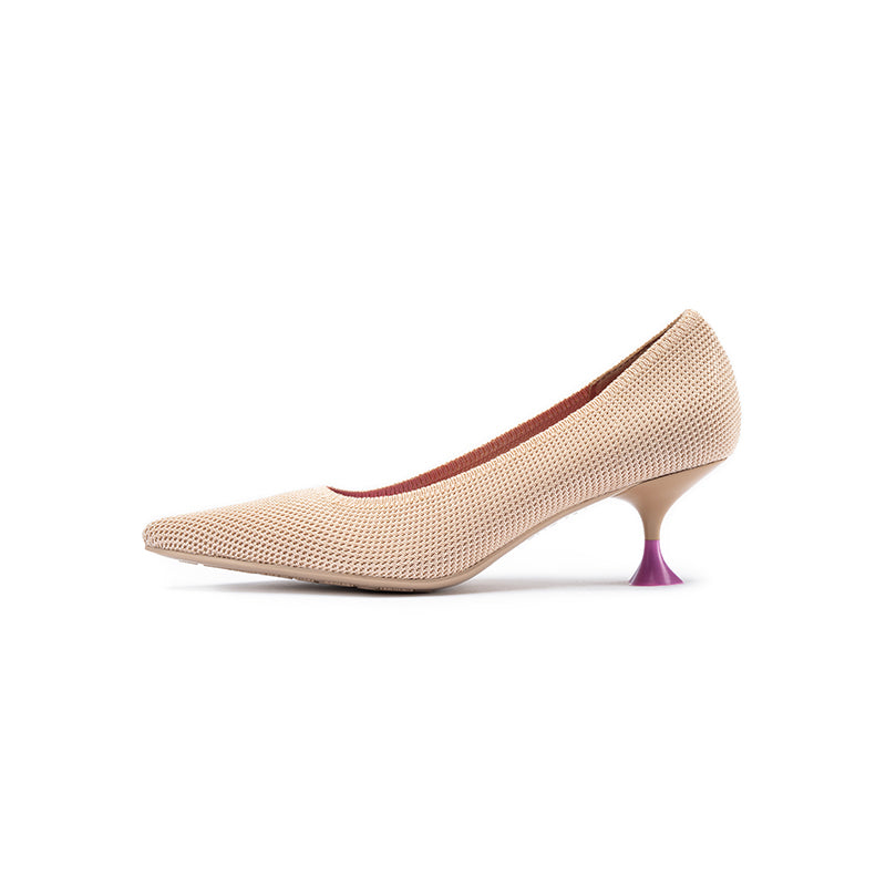 Classy Madam Pointed Toe Kitten Heels-0