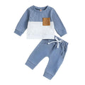 Color Matching Sweater With Chest Pocket & Lace-Up Sweatpants 2-Piece Baby Boy Casual Clothing Set For 0-3 Year Olds